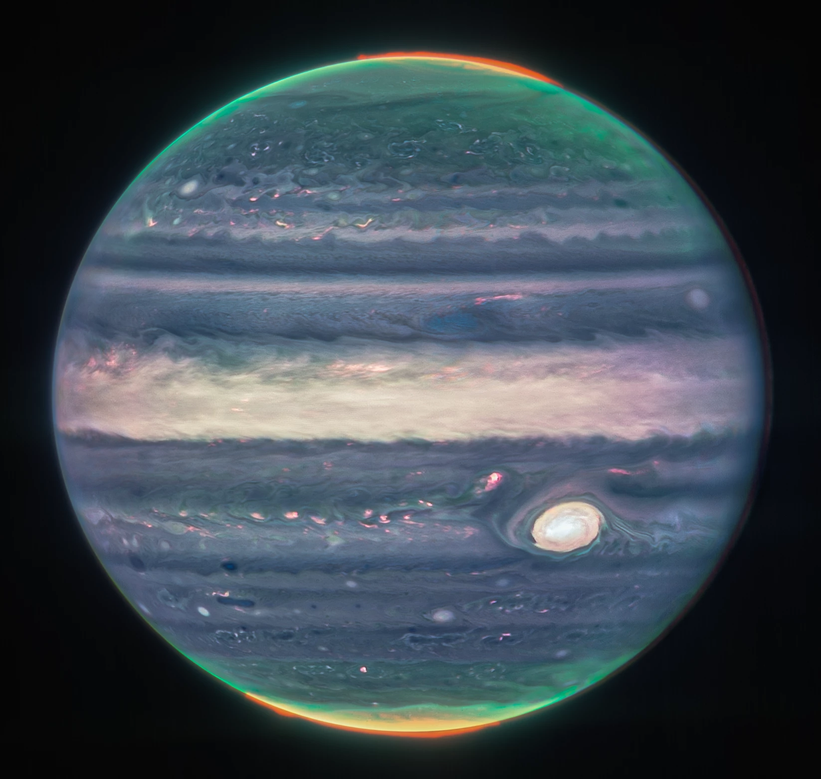 A composite image of Jupiter created using James Webb's NIRCam