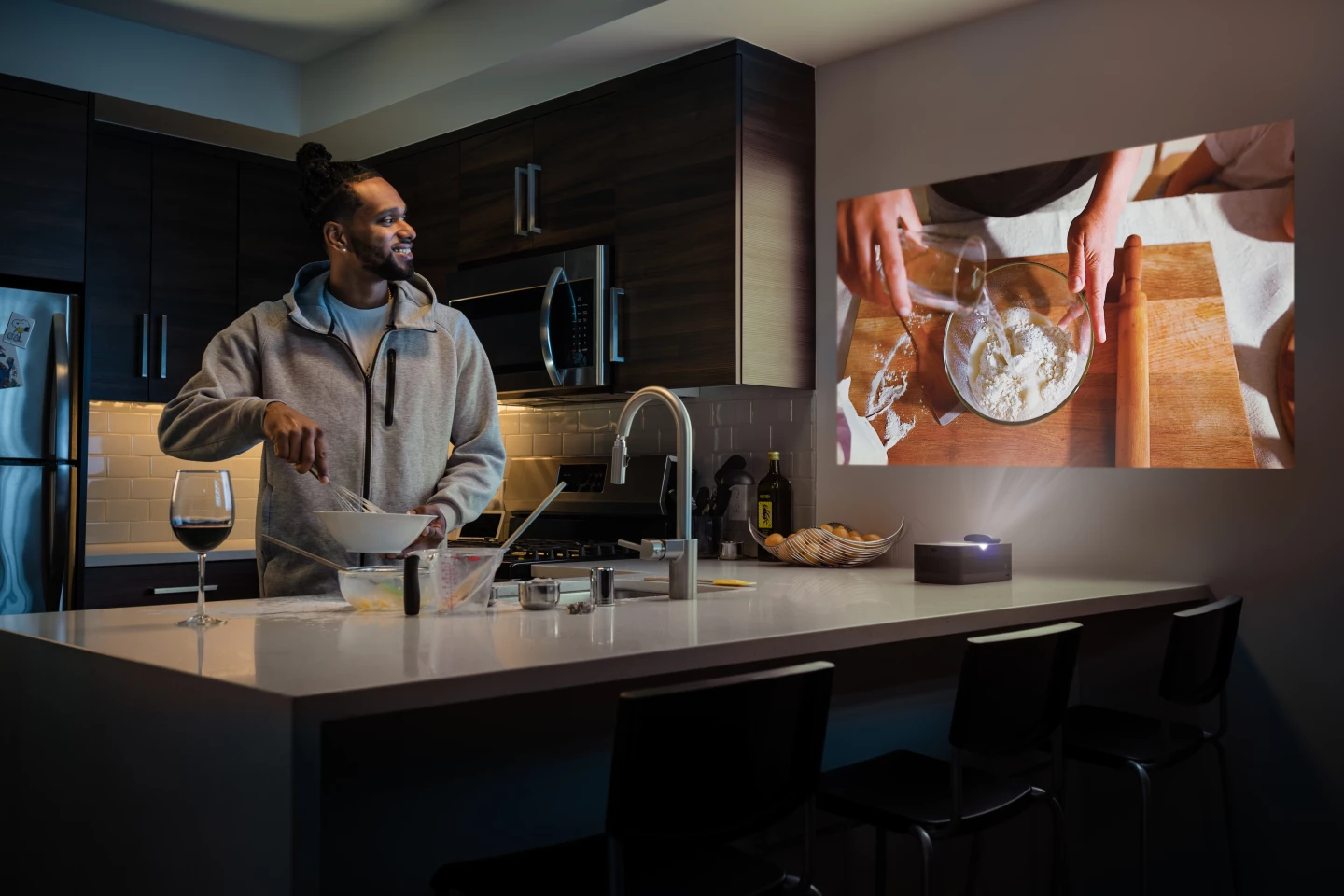 Full HD movies or even recipe videos can be served up with the kitchen