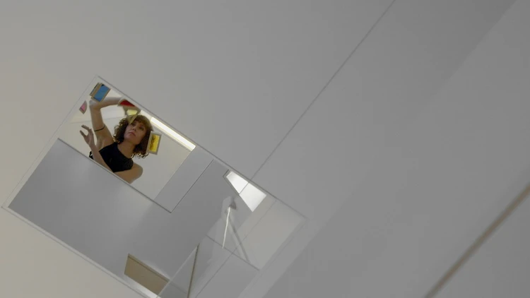 A glass desk sits atop a glass enclosure which reveals snatched views of the penthouse floors below (Photo: David Hoston)