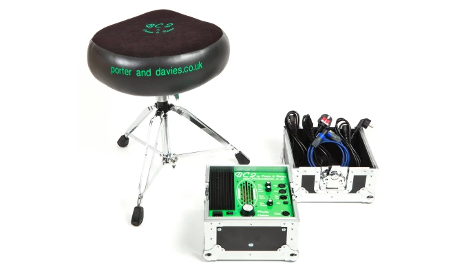 Porter & Davies' BC2 - vibrations travel up the spine via bone conduction and are heard as sub-bass by the ears