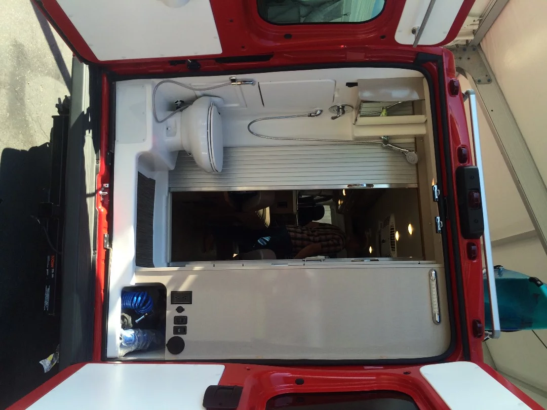 The new floor plan opens up the cabin by keeping the bathroom in back