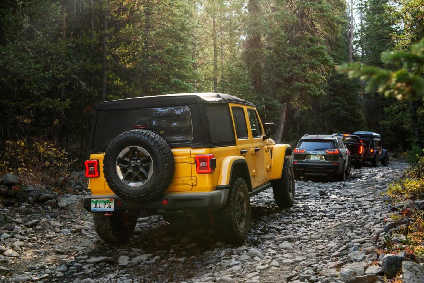 At the beginning of the rough trail, the line of vehicles was not having too much trouble, but that soon changed