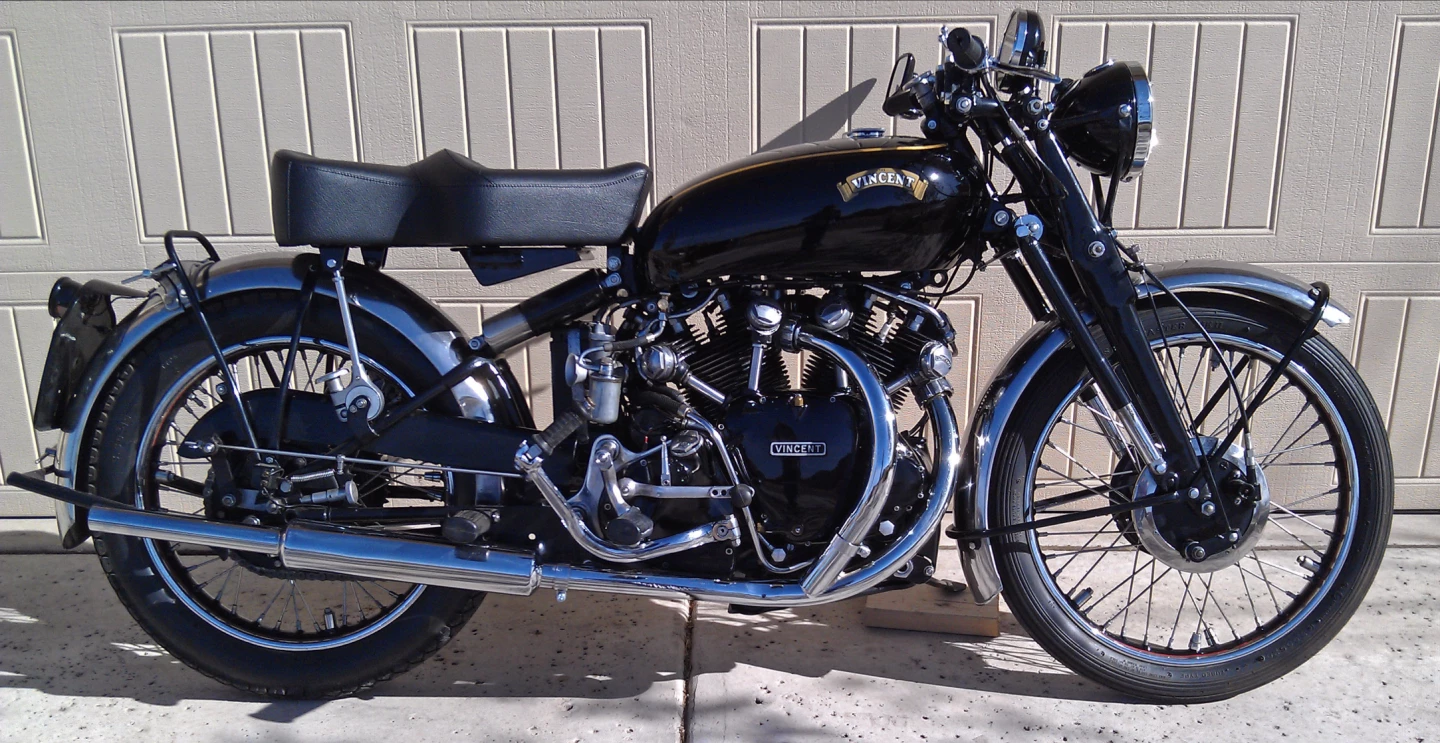 Sold new into the United States, this pristine 1952 Vincent Black Shadow was sold with a complete history for $134,800 at a Bonhams Las Vegas sale in January, 2013.