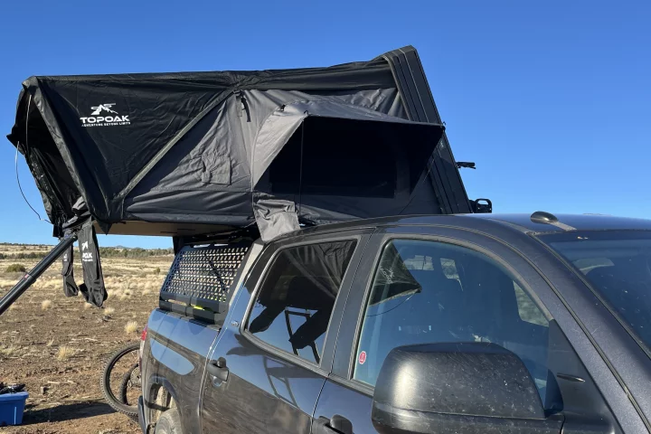 The Topoak Vision XL makes a roomy shelter for mountain biking base camp