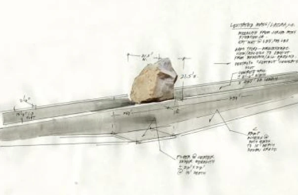 Artis Michael Heizer's concept drawing for Levitated Mass (Image: Michael Heizer)