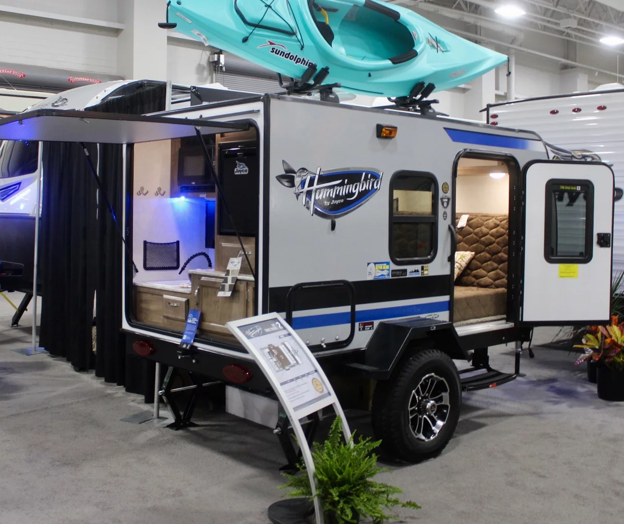 Forest River isn't the only huge RV player releasing small trailers through its various brands. Here Thor Industries brand Jayco shows its Hummingbird trailer