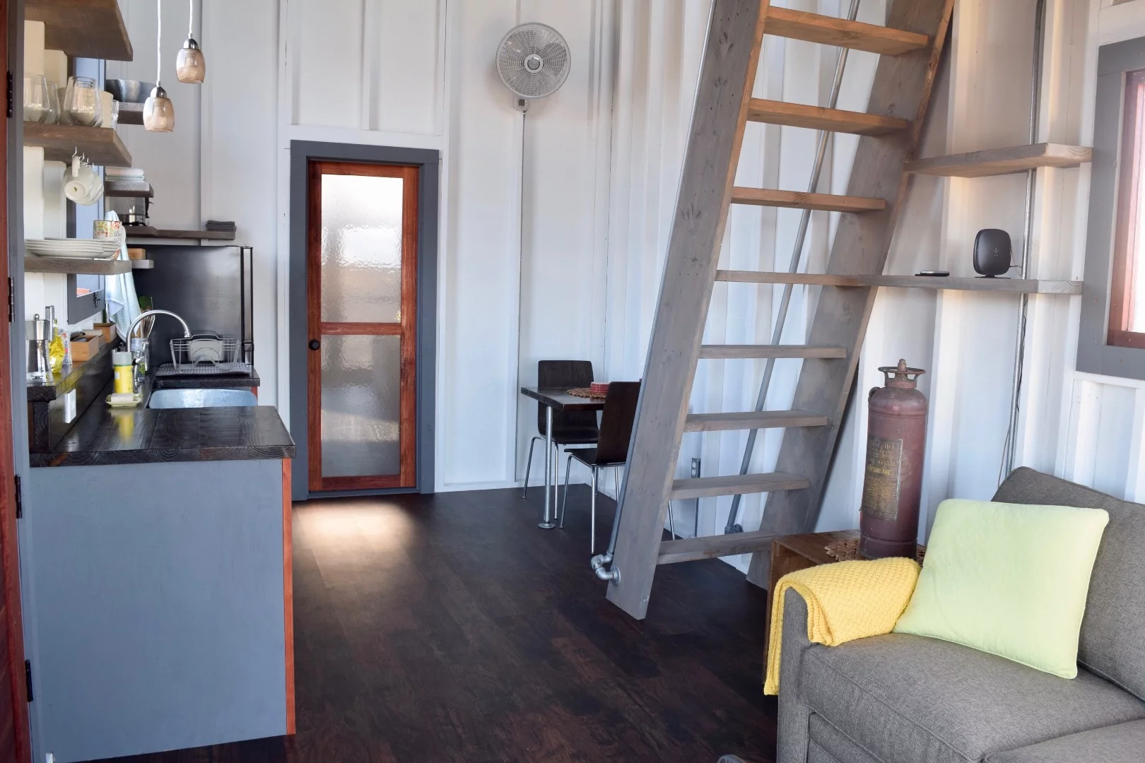 View towards Phoenix House's kitchenette and bathroom