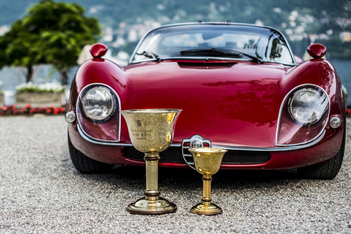 Voted "Best of Show" by the public at Villa d'Este, this Alfa Romeo 33/2 Stradale is one of just 18 Alfa Romeo 33/2 Stradale (roadgoing) cars produced, and just 13 were bodied in this Franco Scaglione aluminum creation