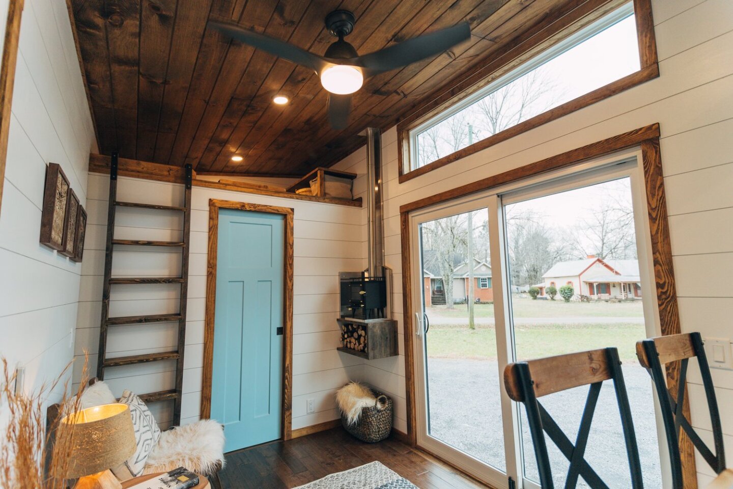 The Lupine's interior is finished in locally-milled tongue and groove on the walls and ceiling