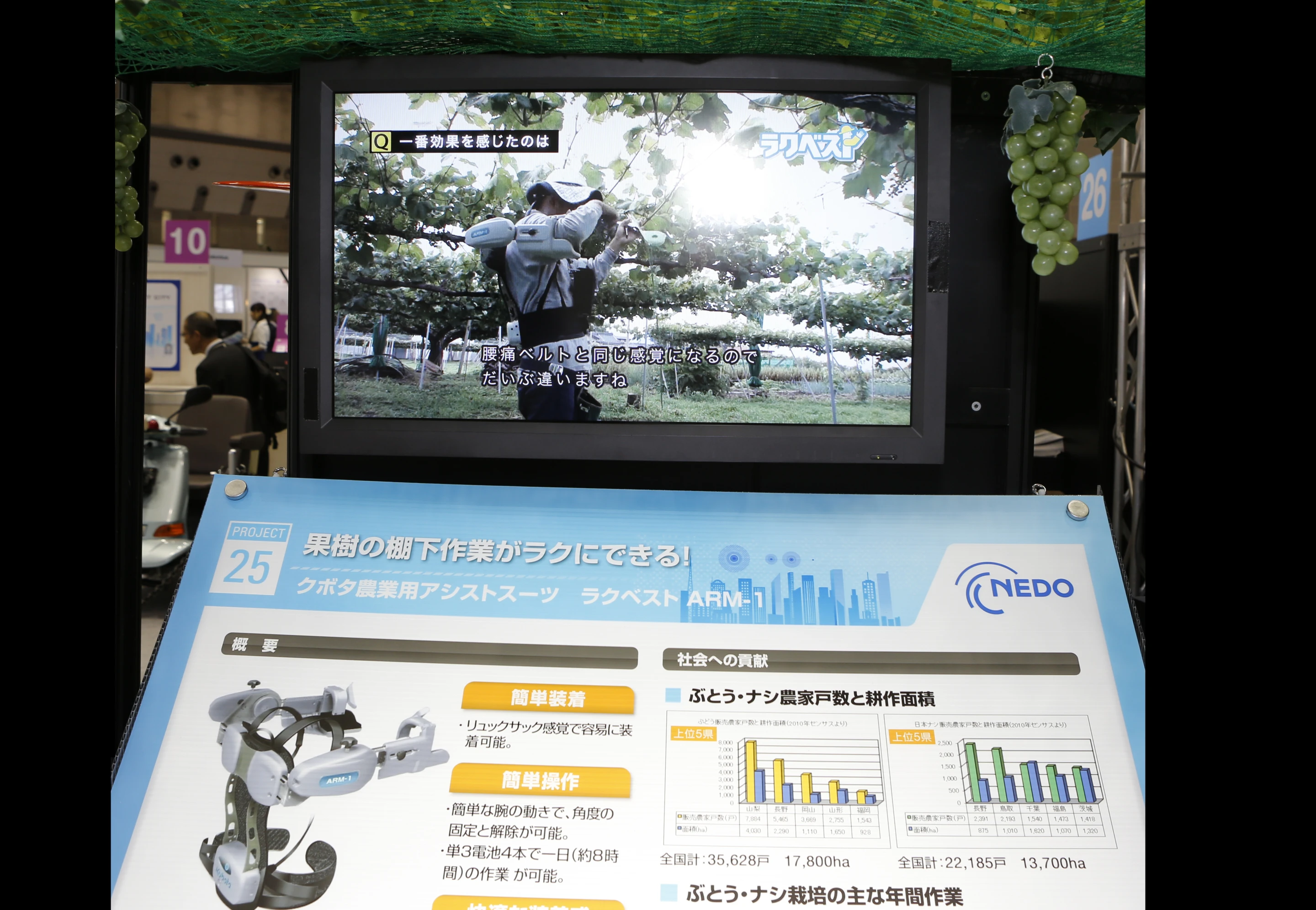 Kubota's ARM-1 will sell as a productivity aid for fruit picking and any activity where a worker's arms are held above their shoulders for extended periods.