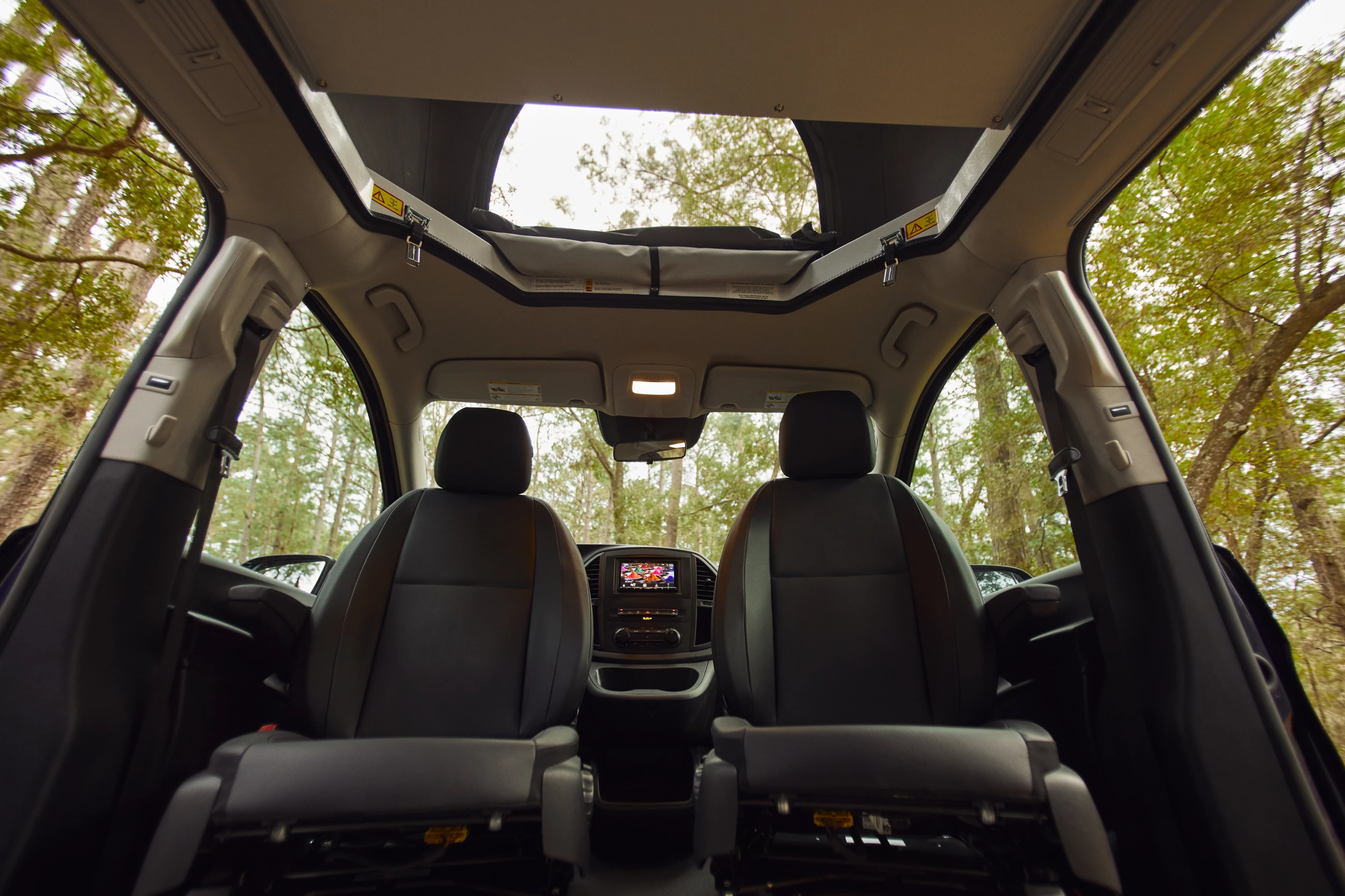 A look up at the pop-up sleeper roof