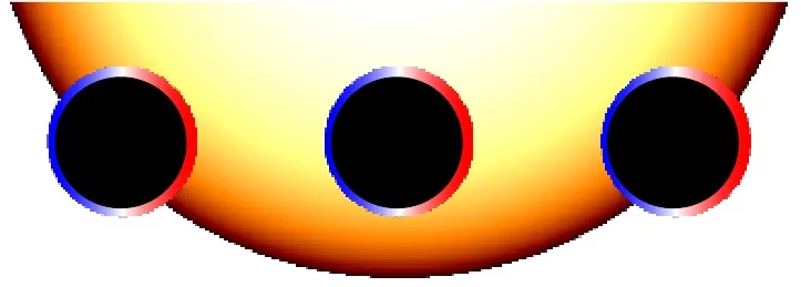 The planet HD 189733 at three positions as it crosses its parent star