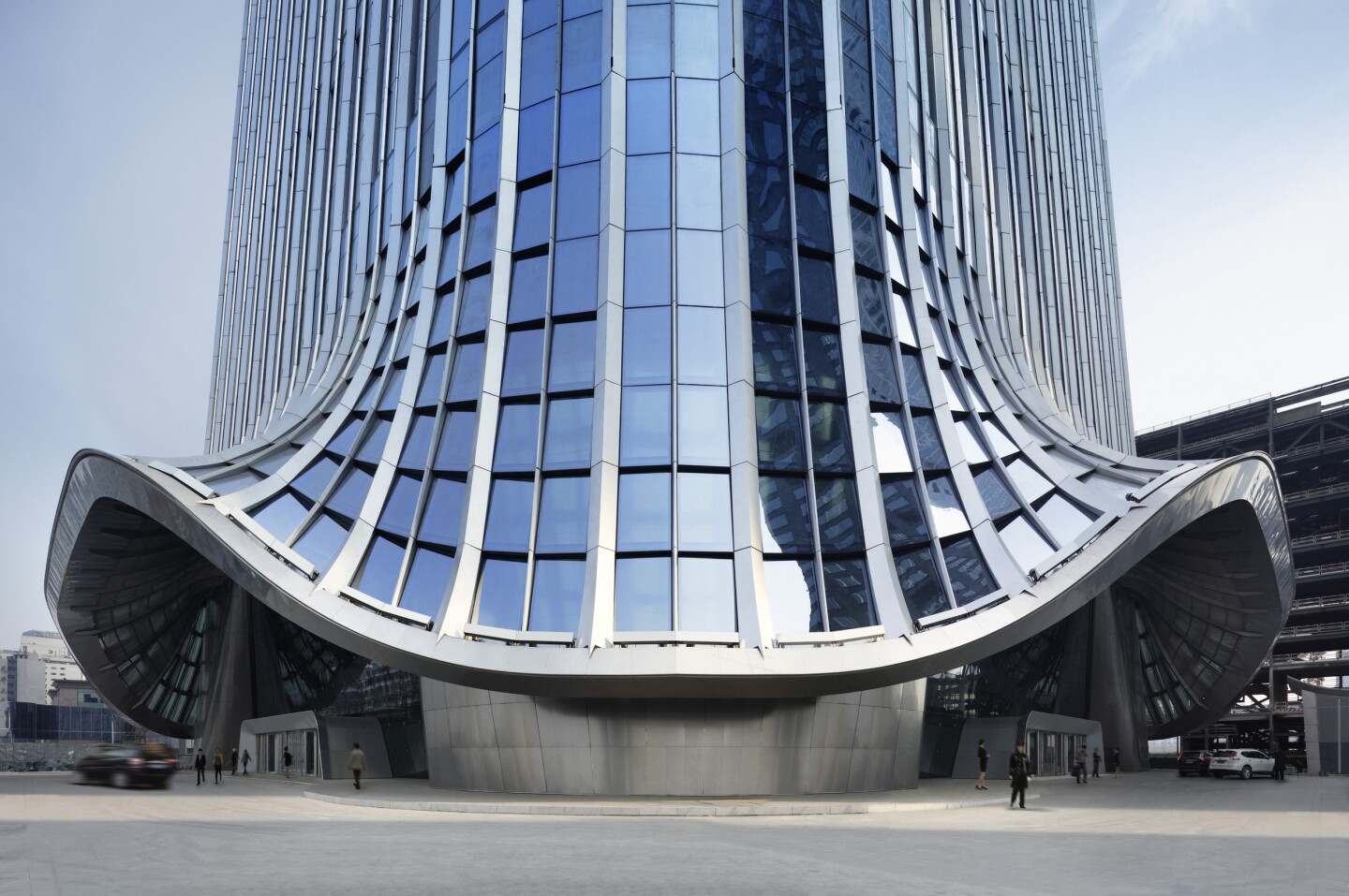 CITIC Tower's curtain wall flares upwards at its base