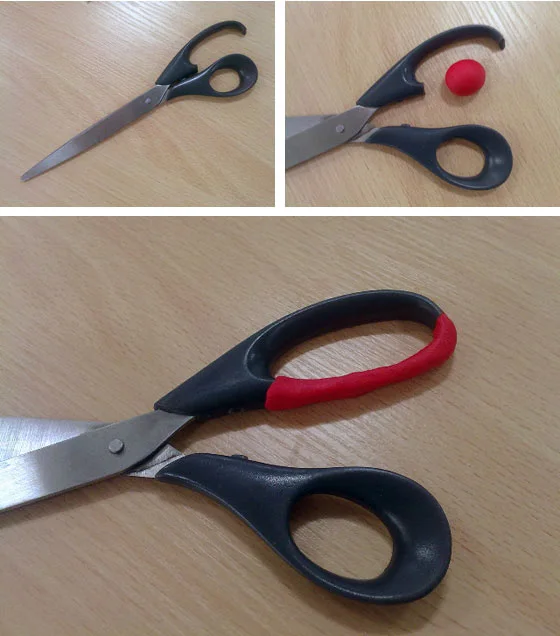 A pair of scissors repaired using sugru