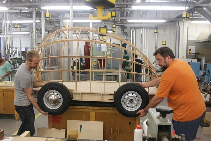 The Middlesex University Product Design Department assisted with the base and frame for the Stained Glass Driverless Sleeper Car (Image: Sylvain Deleu)