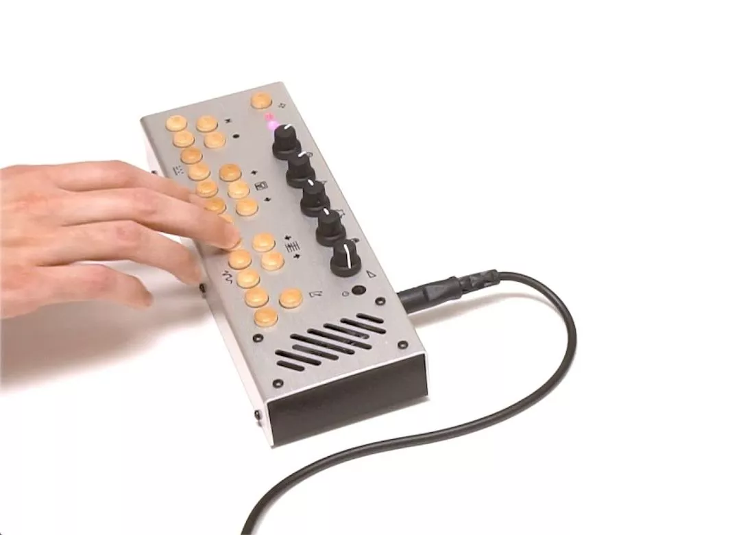 The 201 Musical Synthesizer is housed in anodized aluminum, and can be played using the keyboard or by activating onboard pattern generators