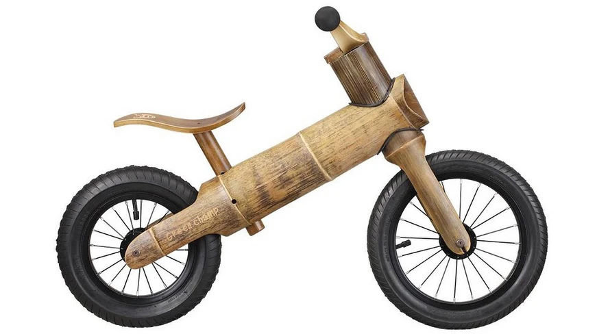 The GreenChamp Bike is a balance bike made from environmentally sustainable bamboo