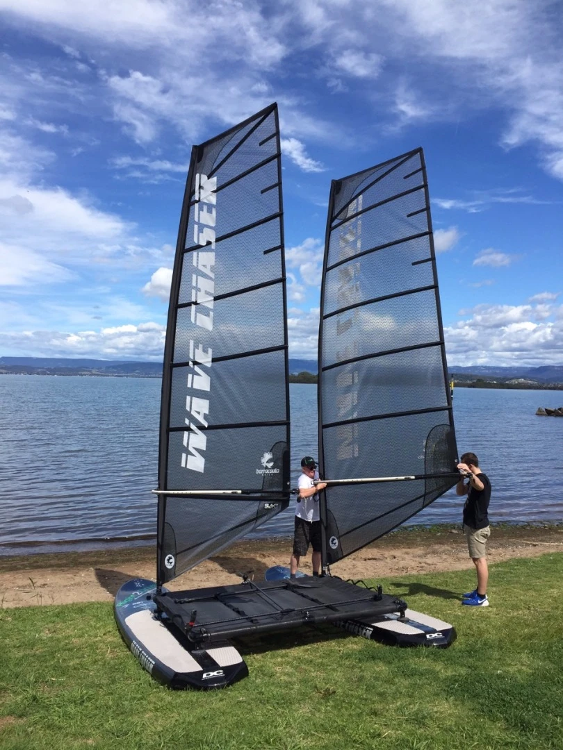 The Wave Chaser prototype on the beach and ready to launch