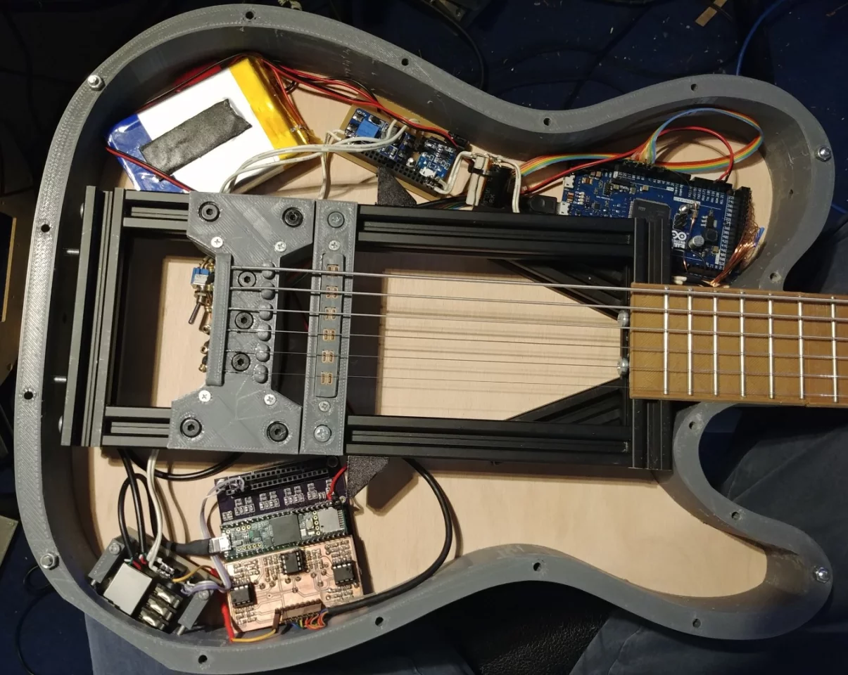 The 3D-printed frame of the ElektroCaster leaves lots of room inside for current and future electronic wizardry