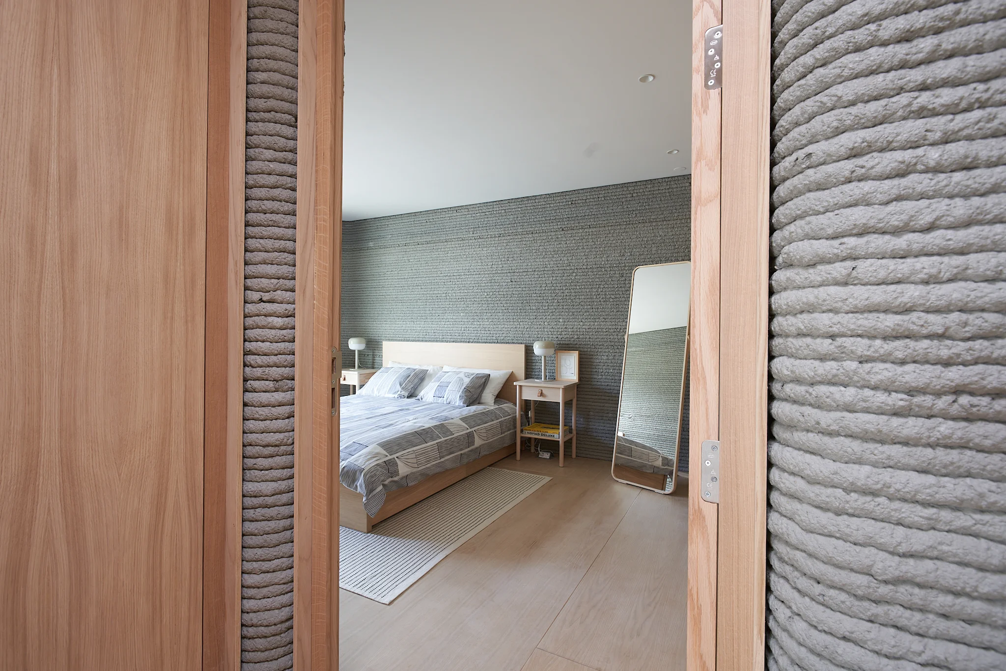 The 3D-printed house includes two bedrooms