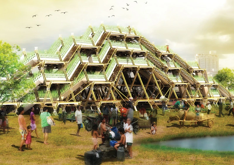 Honorable mention: Aeroponic Vertical Farming by Jin Ho Kim. The city as a farm, designed to address humanity's growing dependency on rice
