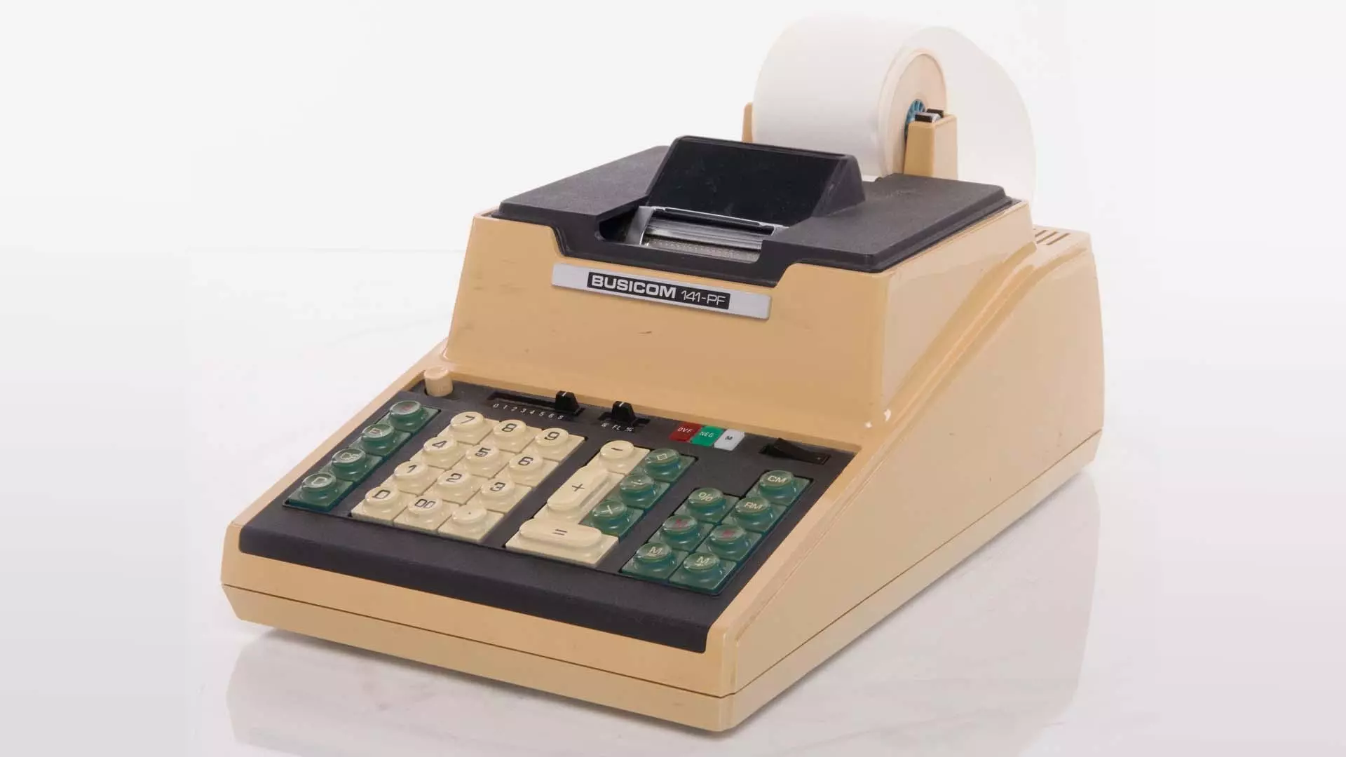 The Busicom 141-PF desktop printing calculator