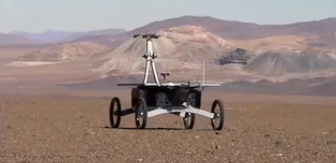 Robot Zoë in the Atacama Desert where it will test technologies and techniques to search for life on Mars