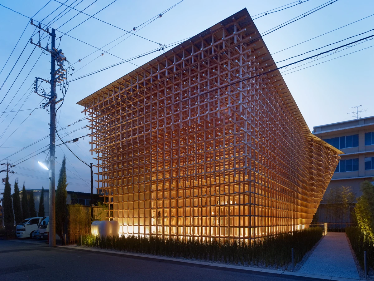 Construction of the GC Prostho Museum Research Center, by Kengo Kuma & Associates, is based on a traditional wooden toy from the Hida Takayama region of Japan