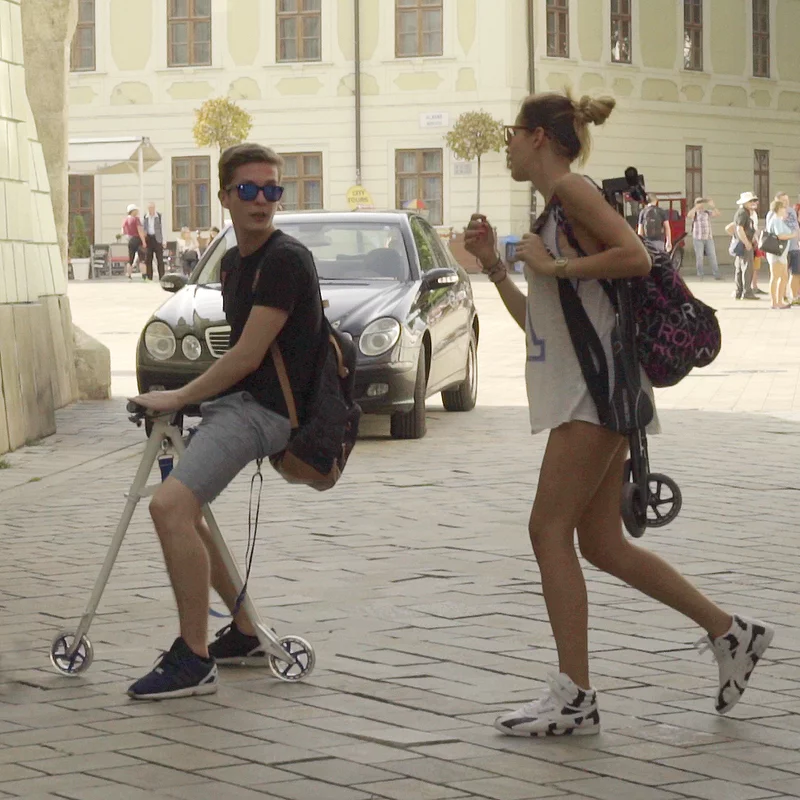 The Wheela scootbike can be easily collapsed and carried