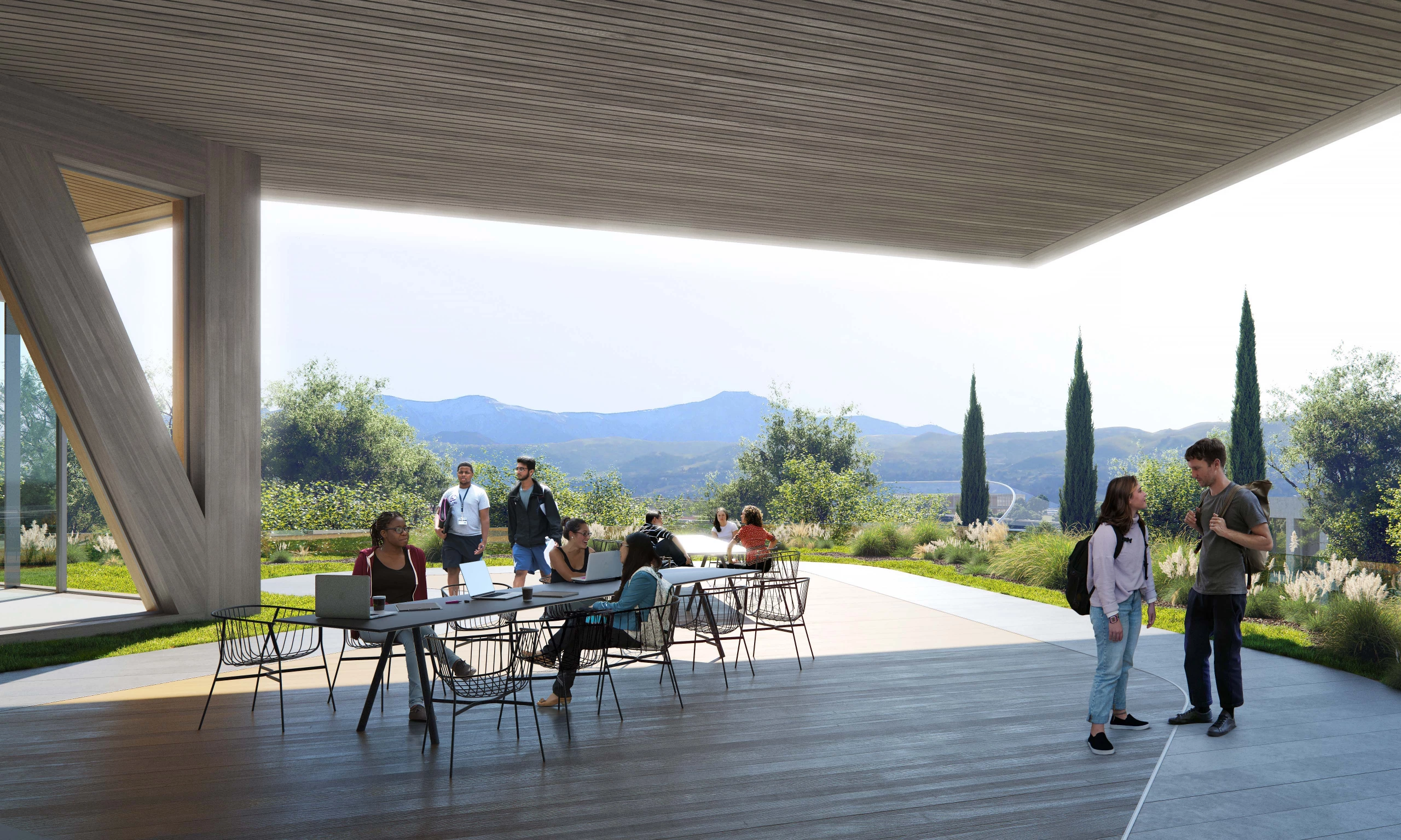 The Robert Day Sciences Center will feature eight outdoor terrace areas