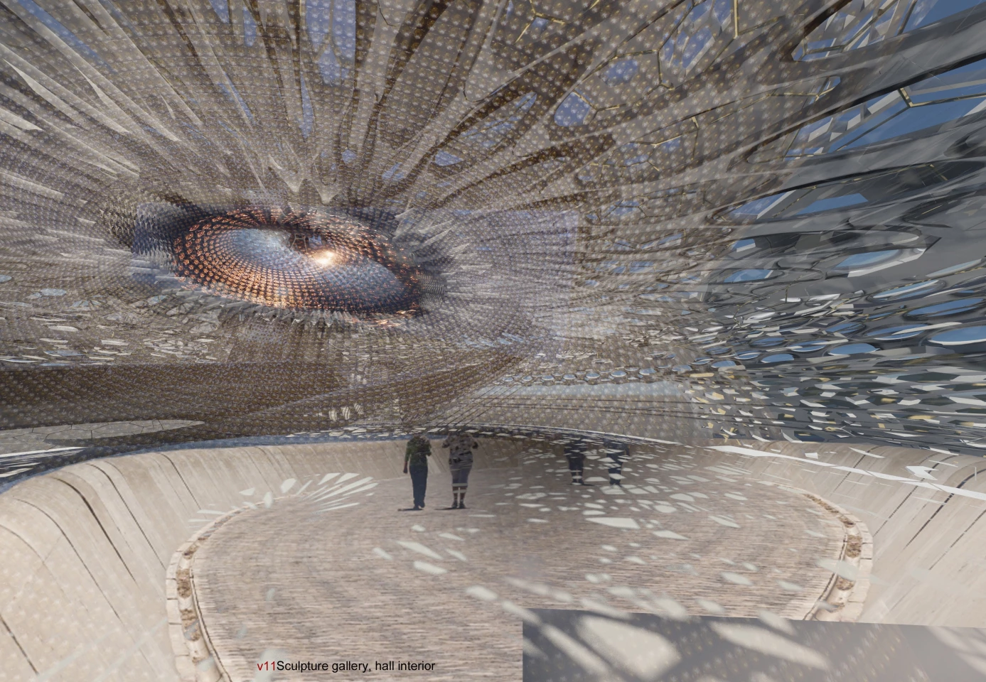 The Hydroelectric sculpture gallery's actual gallery area would consist of two parts, joined by ramps and walkways