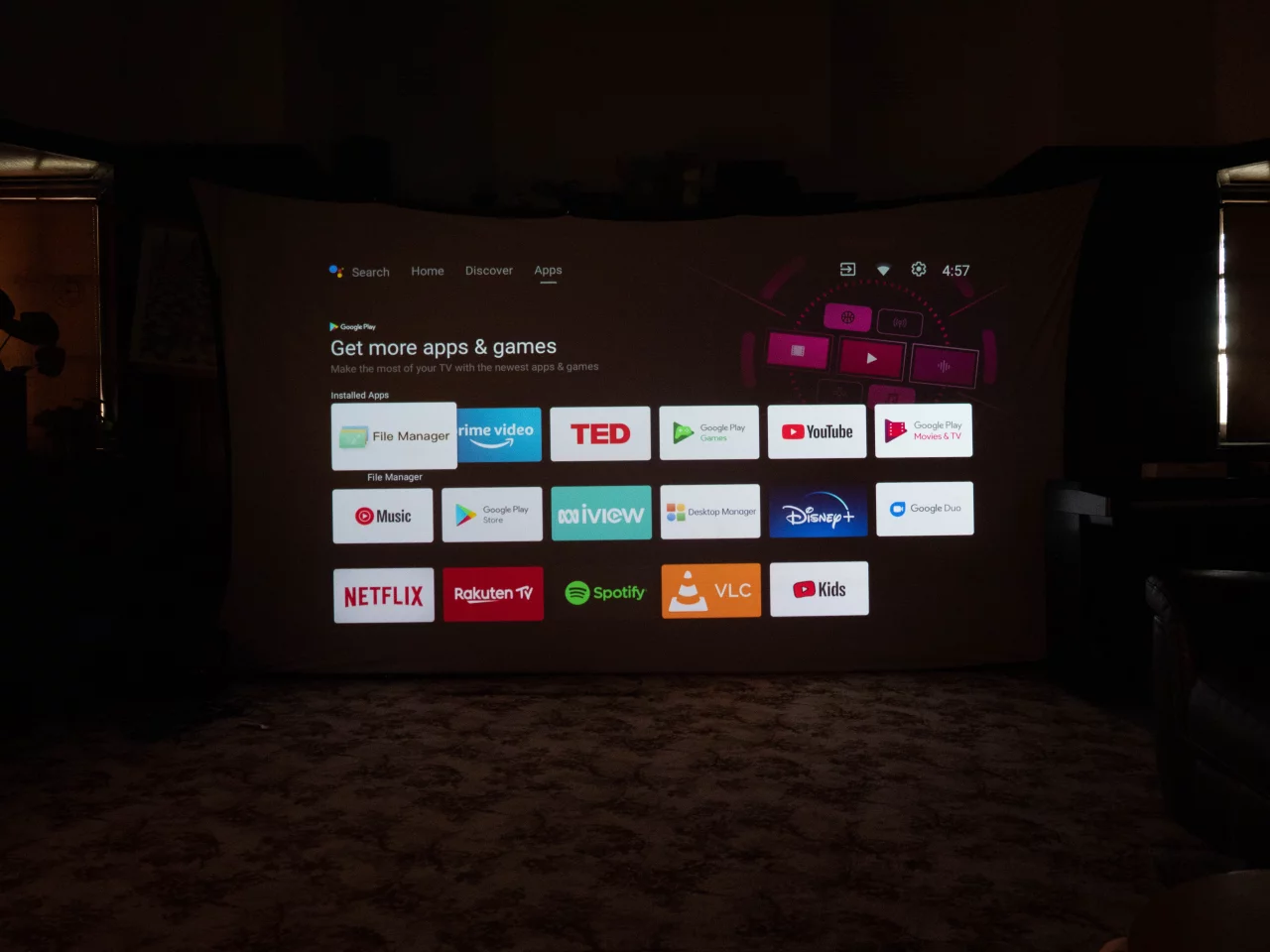 Android TV operating system is built-in, and starts up within seconds