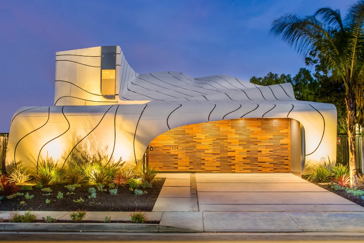 The Wave House's complex facade was designed using computer software