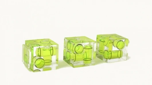 Camera cube level provides three-axis bubble levels