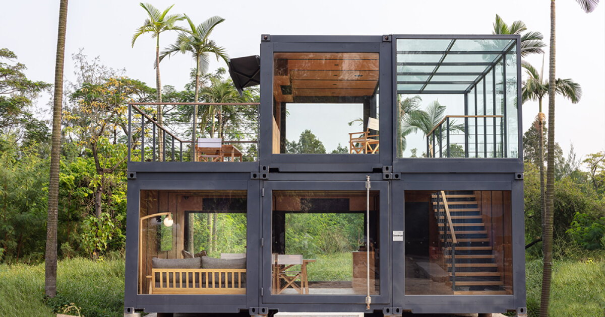 Architects stack shipping containers for marketing suite in Hong Kong