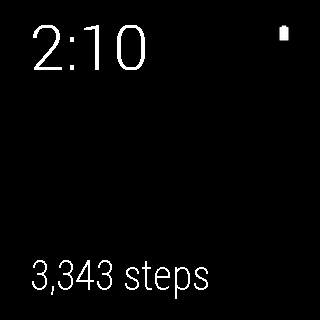 Another dimmed watch face, with step-counter card