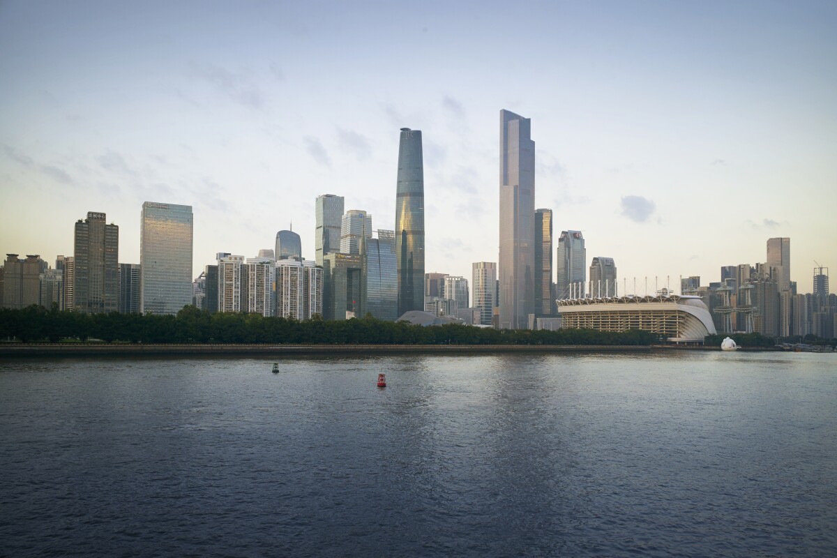 The recently-completed Guangzhou CTF Finance Centre (pictured on the right) is actually one of a pair of towers referred to as the Guangzhou Twin Towers
