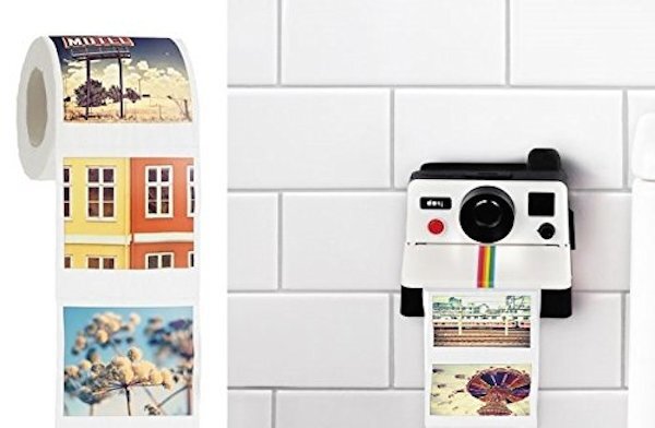 The Polaroll is a toilet paper holder shaped like a Polaroid camera