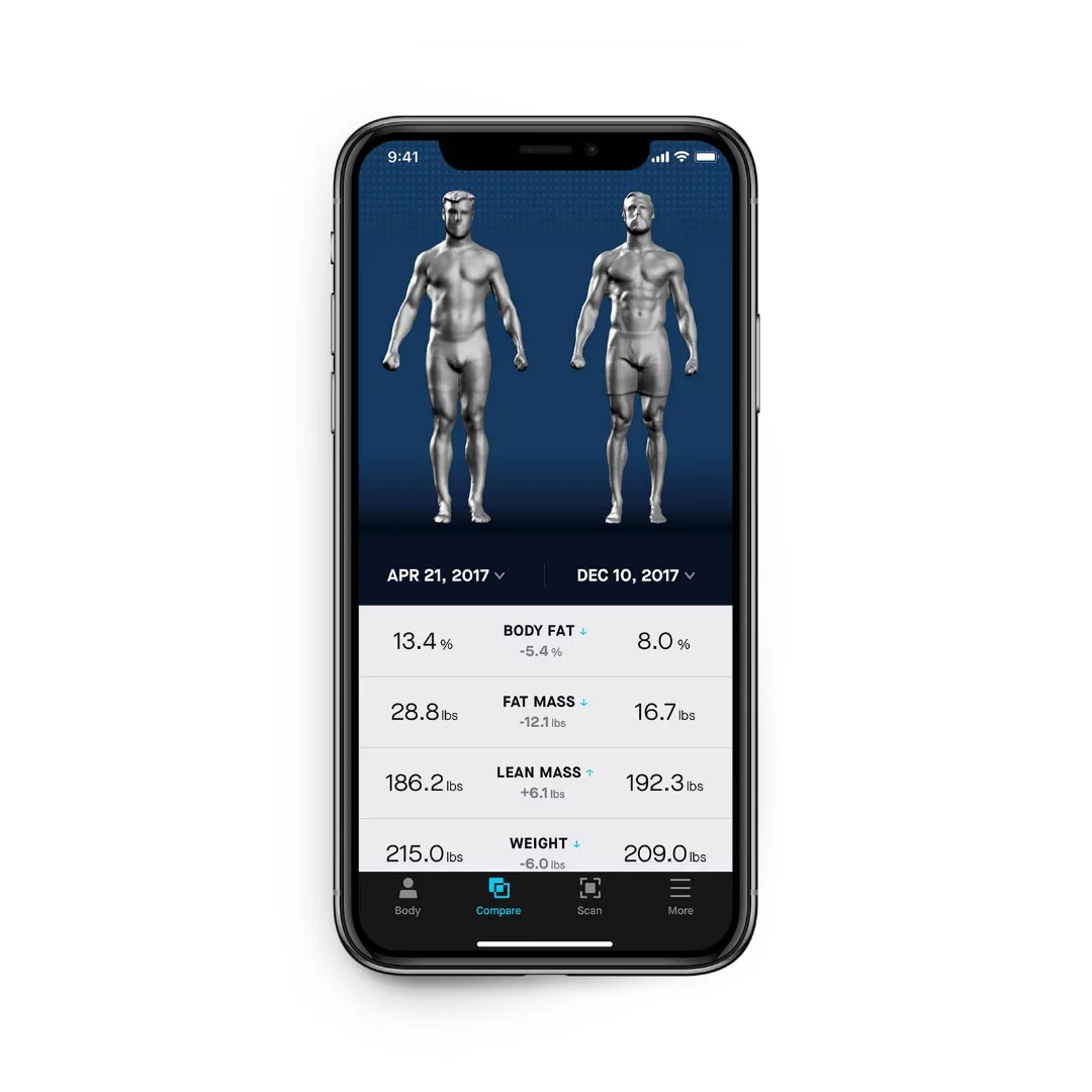 The Naked app: comparison screen shows your progress, which tells a story your weight figure can't by itself