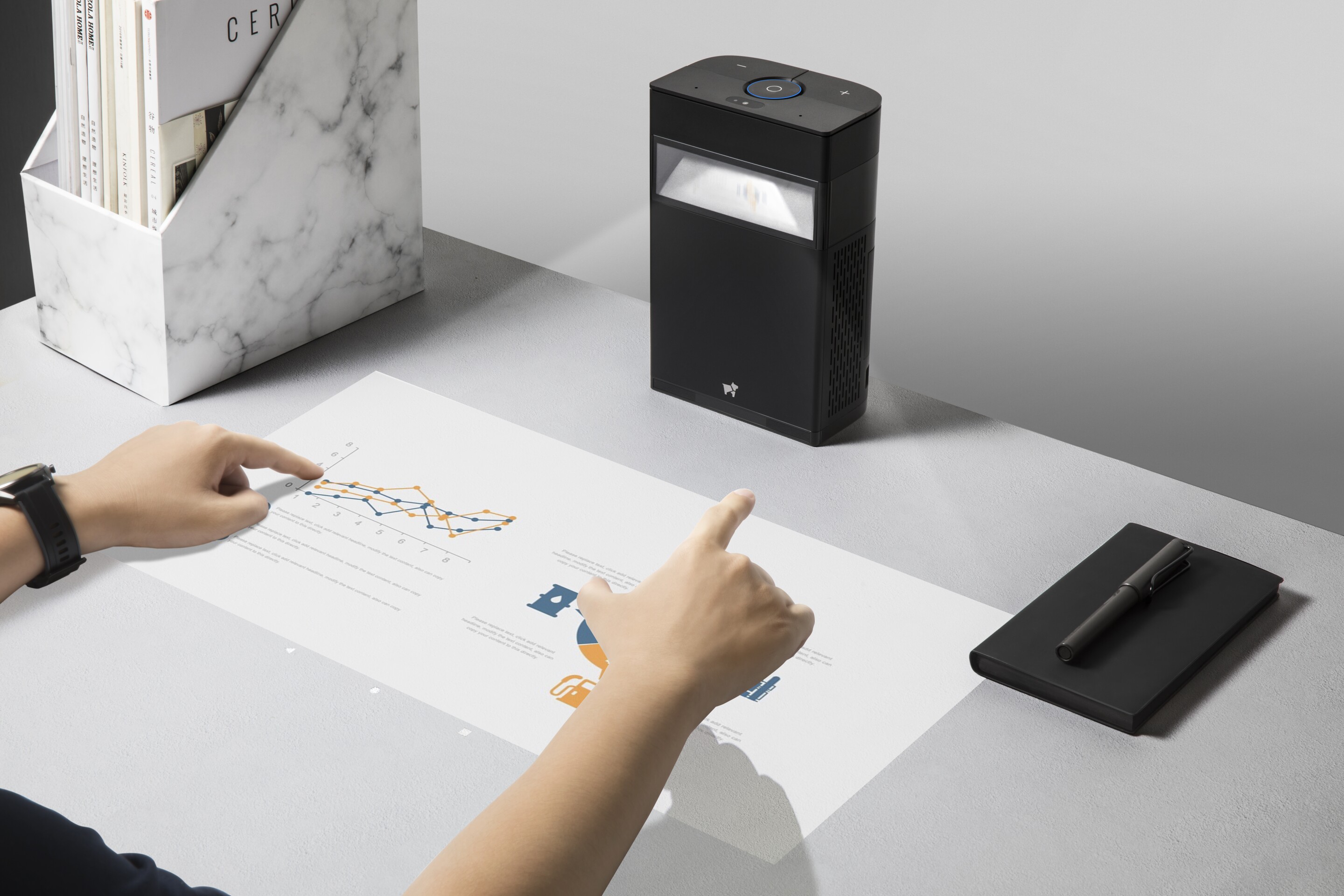 Smart projector puts a touchscreen on your desk, a movie on your wall