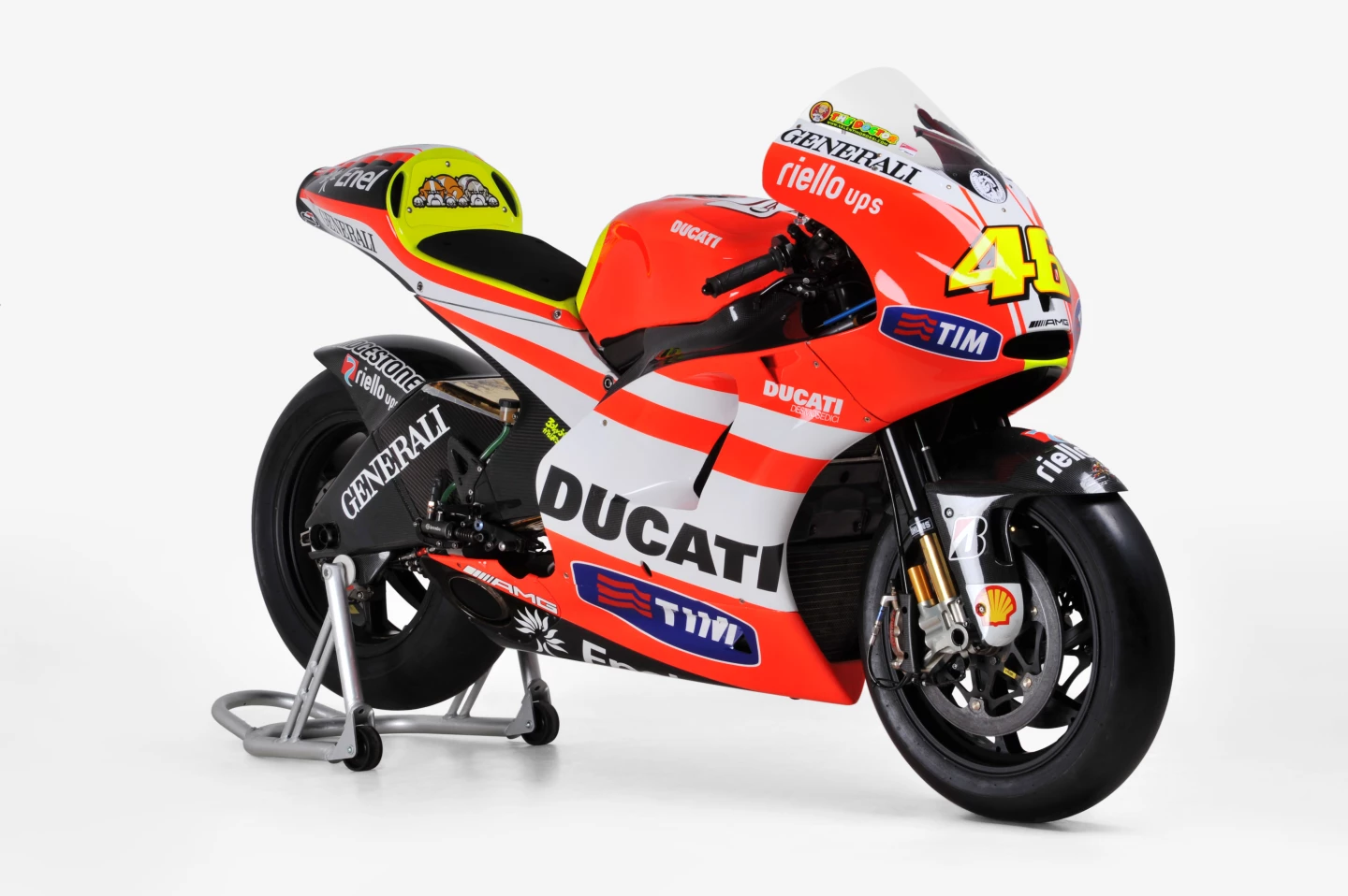 Valentino Rossi's 2011 Ducati GP11 VR2 Desmosedici achieved just one podium finish but still sold for EUR 245,700 (US$317,862) by RM Auctions in May 2012 in Monaco