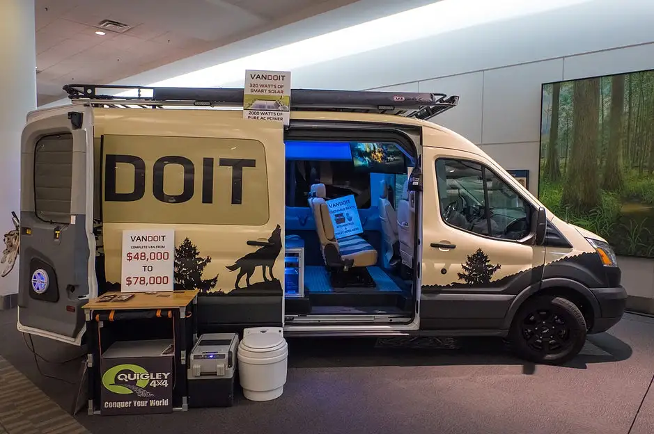 VanDoIt also offers a Quigley 4x4 conversion for the Ford Transit, creating a more rugged, go-anywhere adventure van