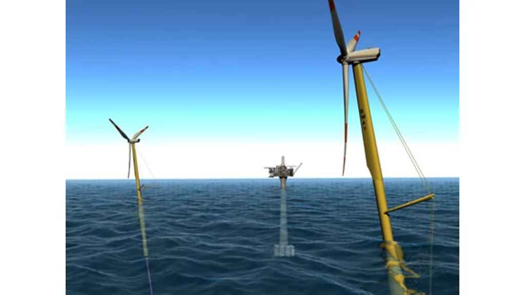 The Sway wind turbines bob in the water like partially filled bottles