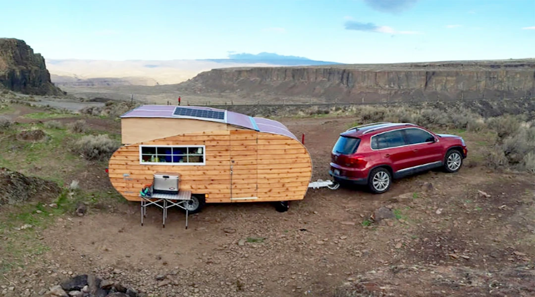 There's no standard hookup on this trailer as it gets all its juice from the sun