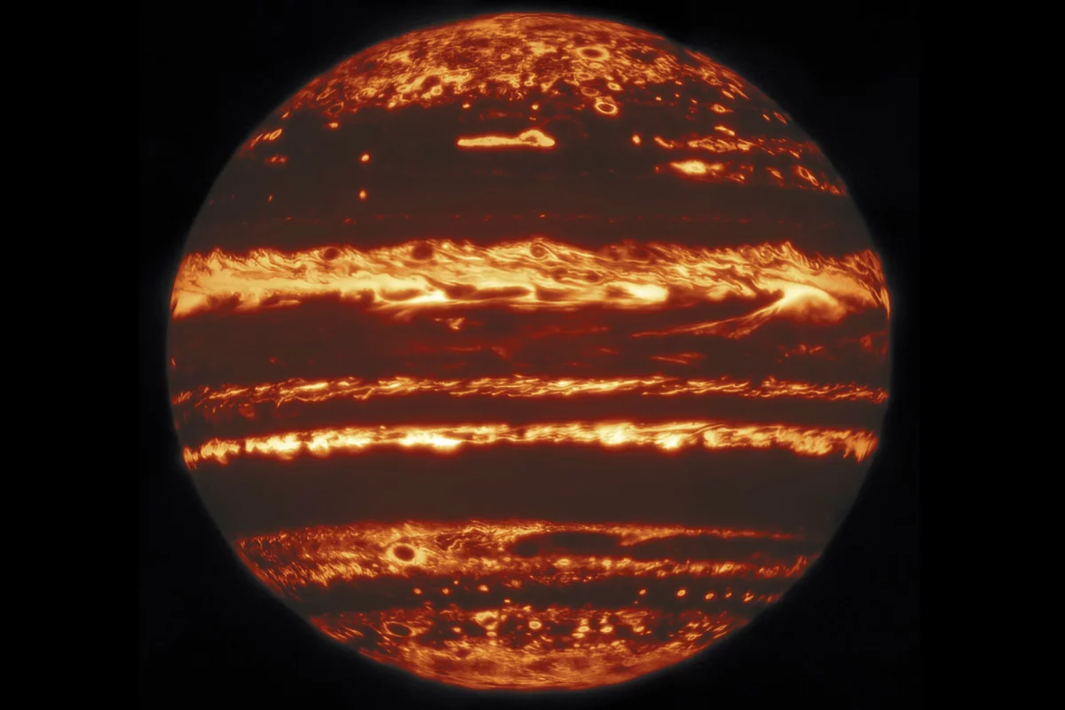 Scientists have compiled one of the sharpest infrared light images of Jupiter ever taken from Earth