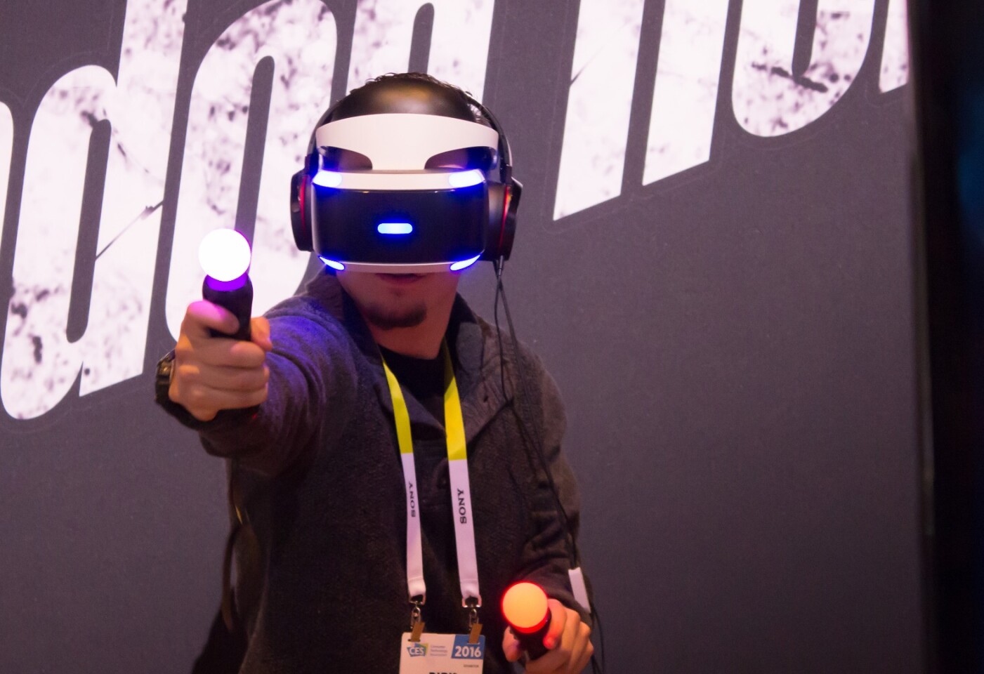 A CES attendee trying out PlayStation VR