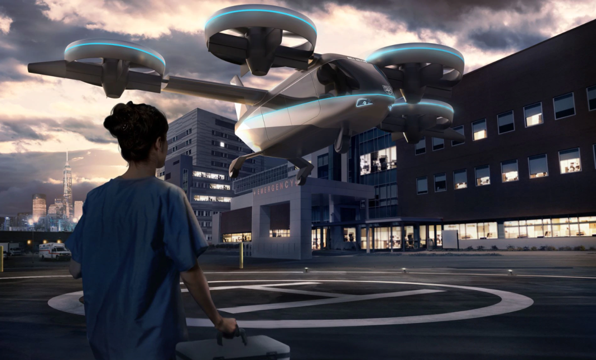 Bell's Nexus 4EX features four rotors and can be configured as a hybrid-electric or all-electric aircraft