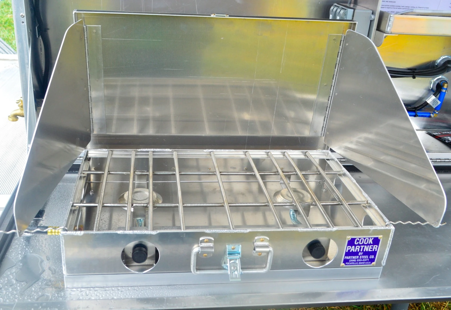 A rugged Partner Steel stove with propane hookup is one of the options offered from Nuthouse