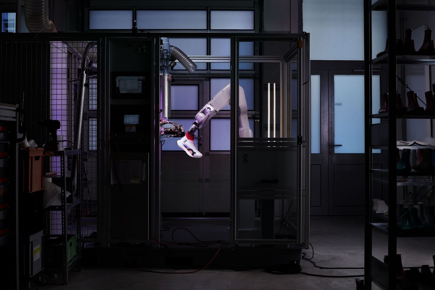 Because the LightSpray production space is so small, shoes could be manufactured close to consumers, reducing shipping distances