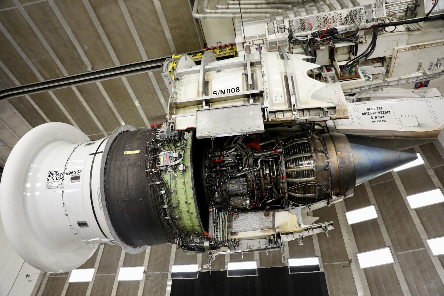 A GEnx engine at GE Aviation’s jet engine testing facility in Peebles, Ohio